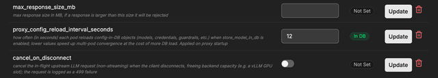 Router Settings General tab showing proxy_config_reload_interval_seconds set to 12